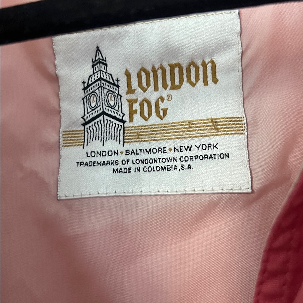 Vtg London Fog Pink Hooded Rain Jacket Women’s Size 10 Mid‑Length Streetwear - Picture 5 of 6